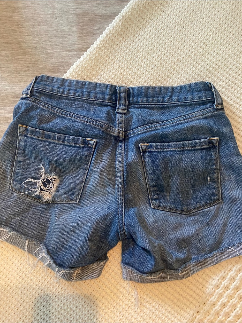 J. Crew Frayed Hem Blue Denim Cutoff Shorts - Picture 2 of 3